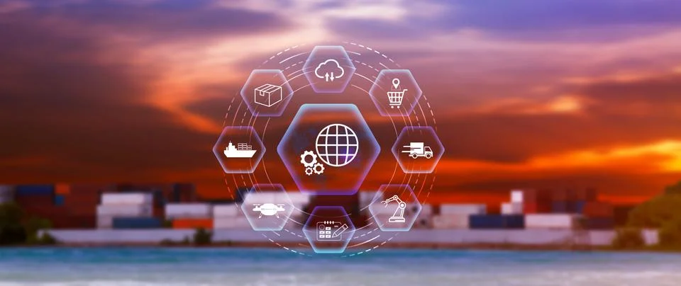 Smart logistics concept. warehouse operations with AI technology, using dig.. Stock Photos