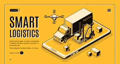 Smart logistics isometric vector landing page Illustration