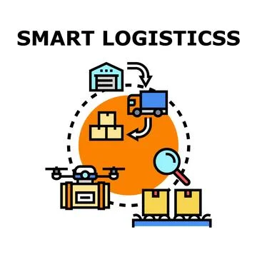 Smart logistics managing delivery and warehouse operations Stock Illustration