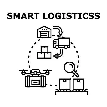 Smart logistics managing delivery and warehouse operations Stock Illustration