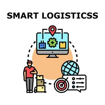 Smart logistics managing global delivery and supply chain Stock Illustration