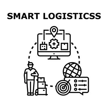 Smart logistics managing global delivery and supply chain Stock Illustration