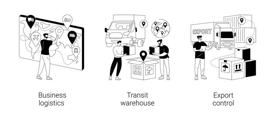 Smart logistics technologies abstract concept vector illustrations. Illustrazione stock