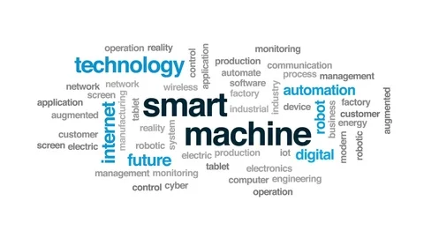 Smart machine animated word cloud, text design animation. Video stock 82353404