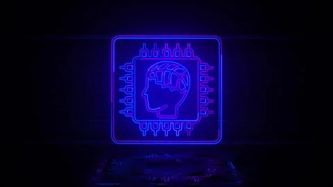 Smart machine chip in neon effect mp4 video Stock Illustration