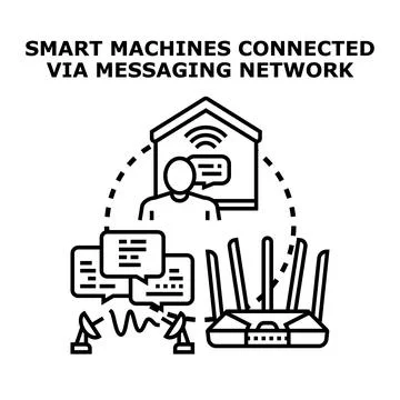 Smart machines sending messages through a network connection Illustrazione stock