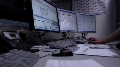 Smart Male It Programer Working On Desktop Computer In Data Center Technical Stock Footage 71776145