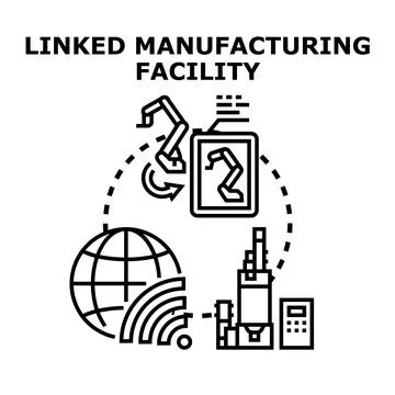 Smart manufacturing facility global robotic process automation Illustrazione stock