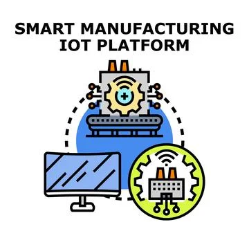 Smart manufacturing iot platform controlling production process concept Stock Illustration
