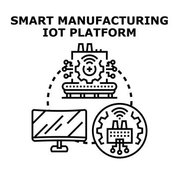Smart manufacturing iot platform controlling production process concept Stock Illustration