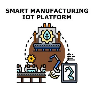 Smart manufacturing iot platform for industrial automation Stock Illustration