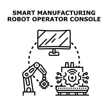 Smart manufacturing robot operator console concept vector 스톡 일러스트