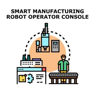 Smart manufacturing robot operator console concept Stock Illustration