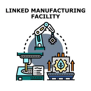 Smart manufacturing robotic arm producing eco friendly chips Stock Illustration