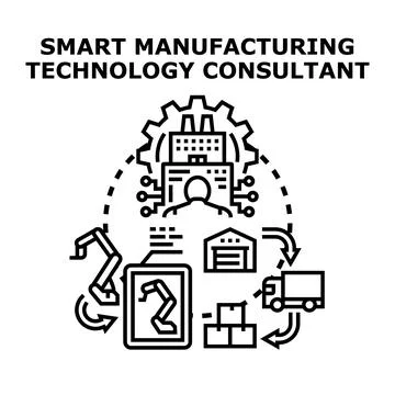 Smart manufacturing technology consulting automation process illustration Stock Illustration