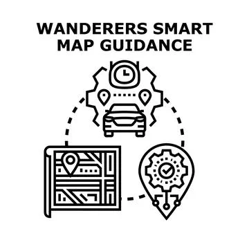 Smart map guidance navigating and planning optimal route Stockillustratie