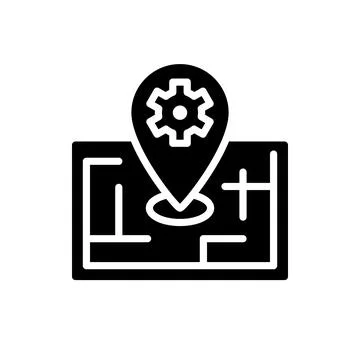 Smart mapping technology black glyph icon Stock Illustration