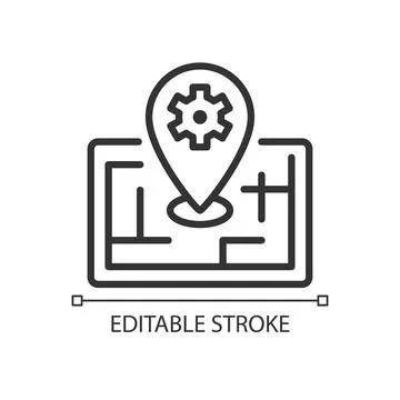 Smart mapping technology pixel perfect linear icon Stock Illustration