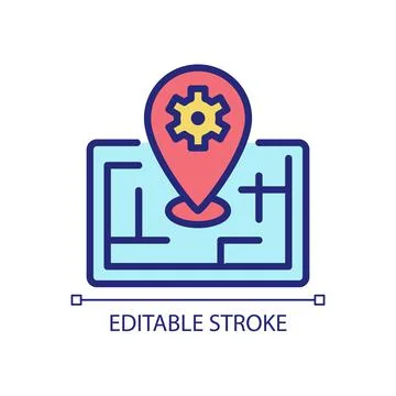 Smart mapping technology pixel perfect RGB color icon Stock Illustration