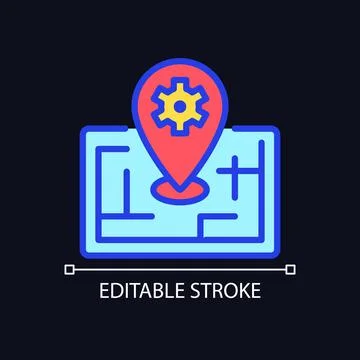 Smart mapping technology pixel perfect RGB color icon for dark theme Stock Illustration