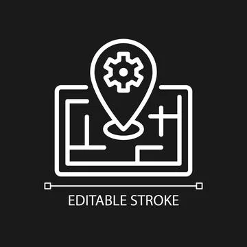 Smart mapping technology pixel perfect white linear icon for dark theme Stock Illustration