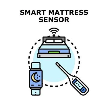 Smart mattress sensor controlling sleep monitoring and health Stock Illustration