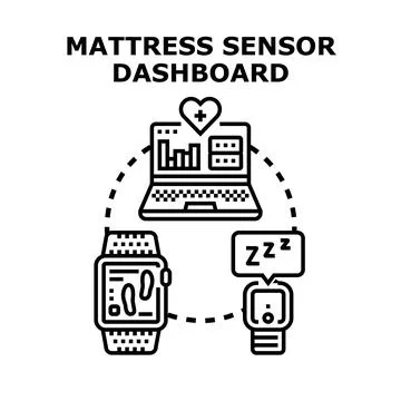 Smart mattress sensor dashboard analyzing sleep tracking data 스톡 일러스트