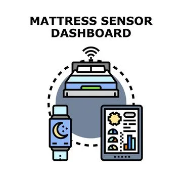 Smart mattress sensor dashboard tracking sleep data Stock Illustration
