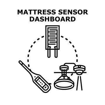 Smart mattress sensor dashboard tracking health analytics Stock Illustration
