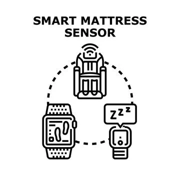 Smart mattress sensor tracking sleep health data 스톡 일러스트