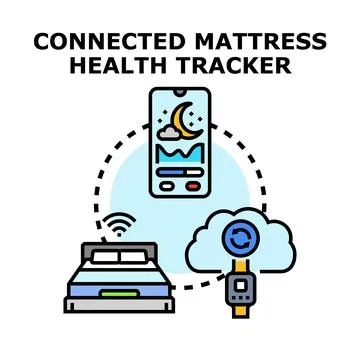 Smart mattress tracking sleep quality with health app Stock Illustration