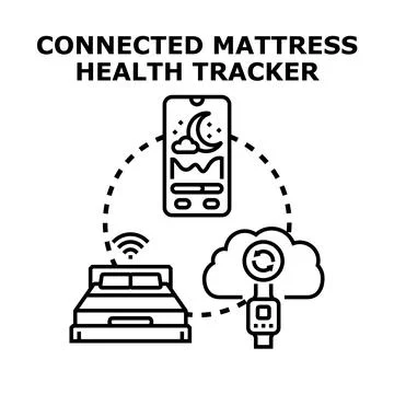 Smart mattress tracking sleep quality with health app Stock Illustration