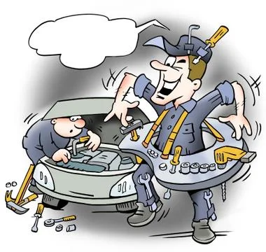 A smart mechanic with the tool right at his fingertips Stock Illustration
