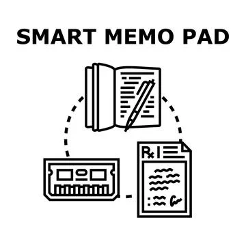 Smart memo pad outlining digital note taking application Illustrazione stock