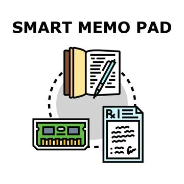Smart memo pad outlining digital note taking application Illustrazione stock
