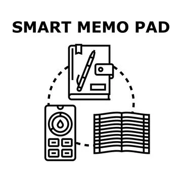 Smart memo pad planning and digital note taking concept Stock Illustration