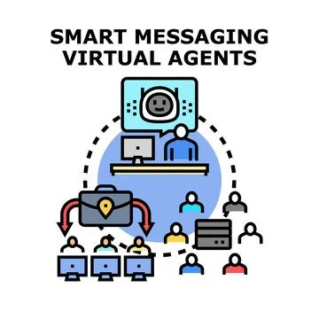 Smart messaging virtual agents managing distributed tasks Stock Illustration