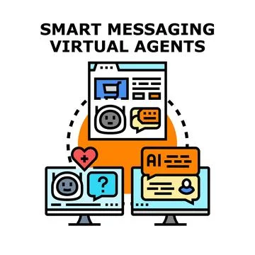 Smart messaging virtual agents in online customer support 库存插图
