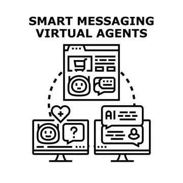 Smart messaging virtual agents in online customer support イラスト素材