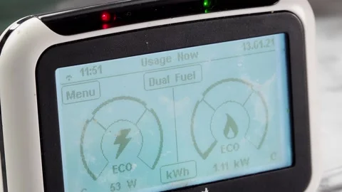 Smart meter diplaying high energy use Stock Footage 146693953