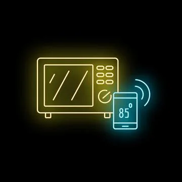 Smart microwave oven connecting with mobile phone app Stock Illustration
