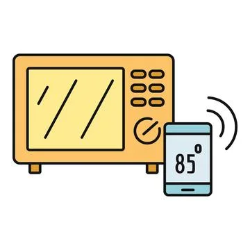 Smart microwave oven connecting with smartphone via iot Stock Illustration