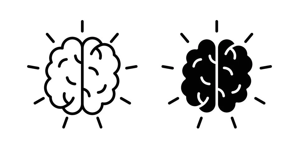 Smart mind icon silhouette vector set. thin line pack イラスト素材