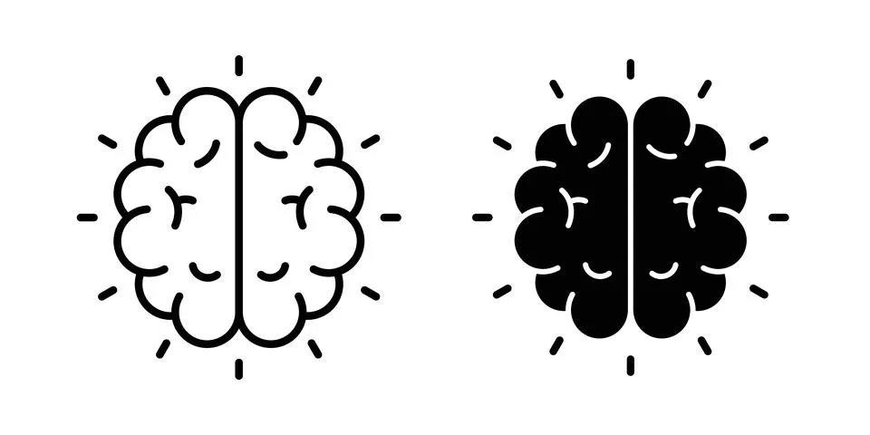 Smart mind icon symbol. Flat and Stroke Vector illustration Illustrazione stock