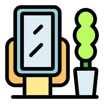 Smart mirror displaying information with plant decoration Stock Illustration