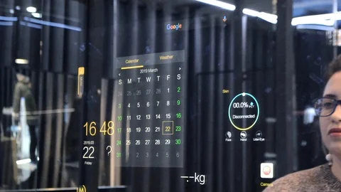 Smart mirror with integrated and built-in monitor and Android system Stock-Footage 105284130