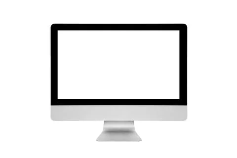 Smart modern pc with blank white screen isolated on background. Stock Photos
