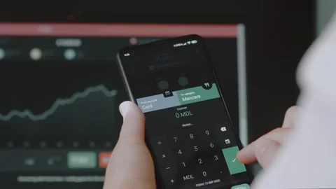 Smart money management. Using technology to track budget. A person who uses a Stock Footage 250382745