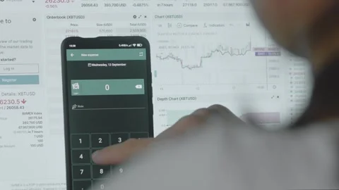 Smart money management. Using technology to track budget. A person who uses a Stock Footage 250388365