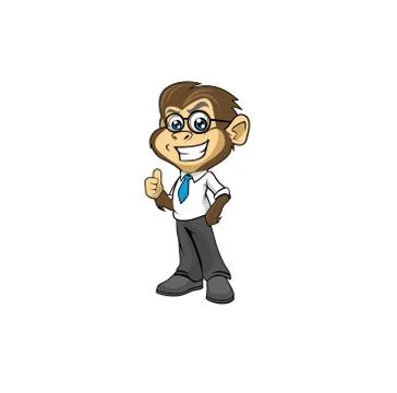 Smart monkey cartoon character Illustrazione stock